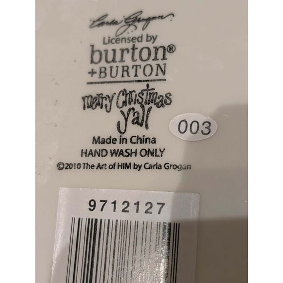 Burton & Burton Merry Christmas Ya'll Plate Hand Painted By Carla Grogan Decor - Picture 3 of 5